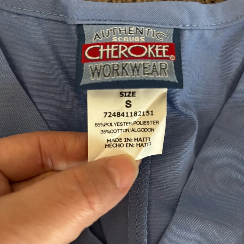 Cherokee Original Workwear Scrub Set V-Neck Workwear Ceil Blue Unisex Small - Picture 2 of 4